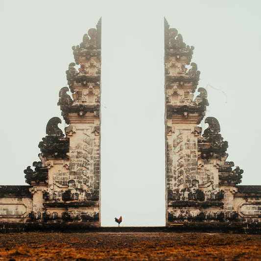 The famous Pura Lempuyang Gates of Heaven temple in Bali framing Mount Agung, representing the nationwide coverage of our Indonesia eSIM for travelers.