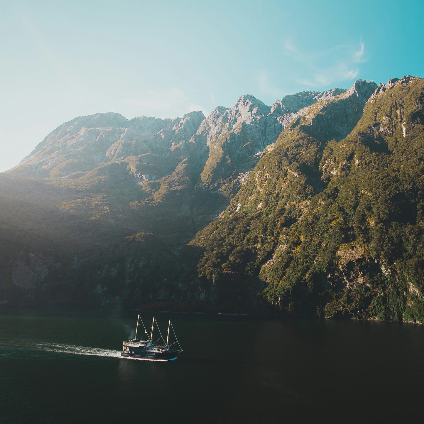  Mitre Peak rising from the water in Milford Sound, stay connected even in remote New Zealand fjords with our high-speed data plan.